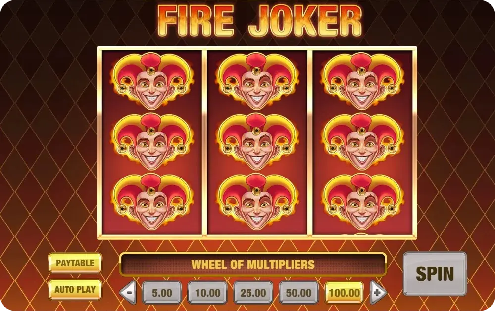 Fire Joker slot – full screen of Joker symbols triggering Wheel of Multipliers